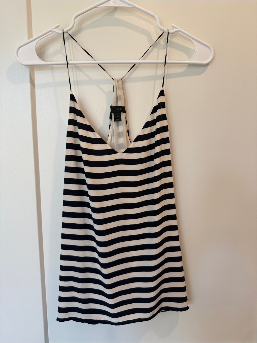 J. Crew Dark Navy and White Striped Spaghetti Strap Cami